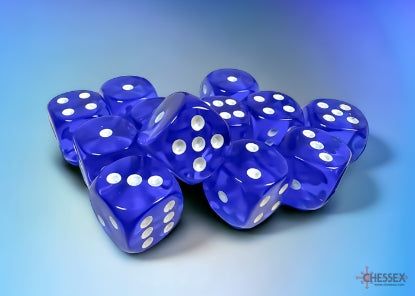 Chessex - 16mm d6 Translucent Blue/White Dice Block (12 dice)