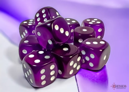 Chessex - 16mm d6 Translucent Purple/White Dice Block (12 dice)