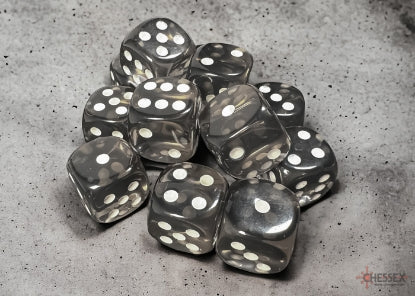 Chessex - 16mm d6 Translucent Smoke/White Dice Block (12 dice)