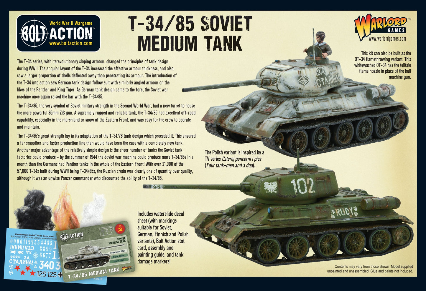 Bolt Action T-34/85 medium tank (plastic)